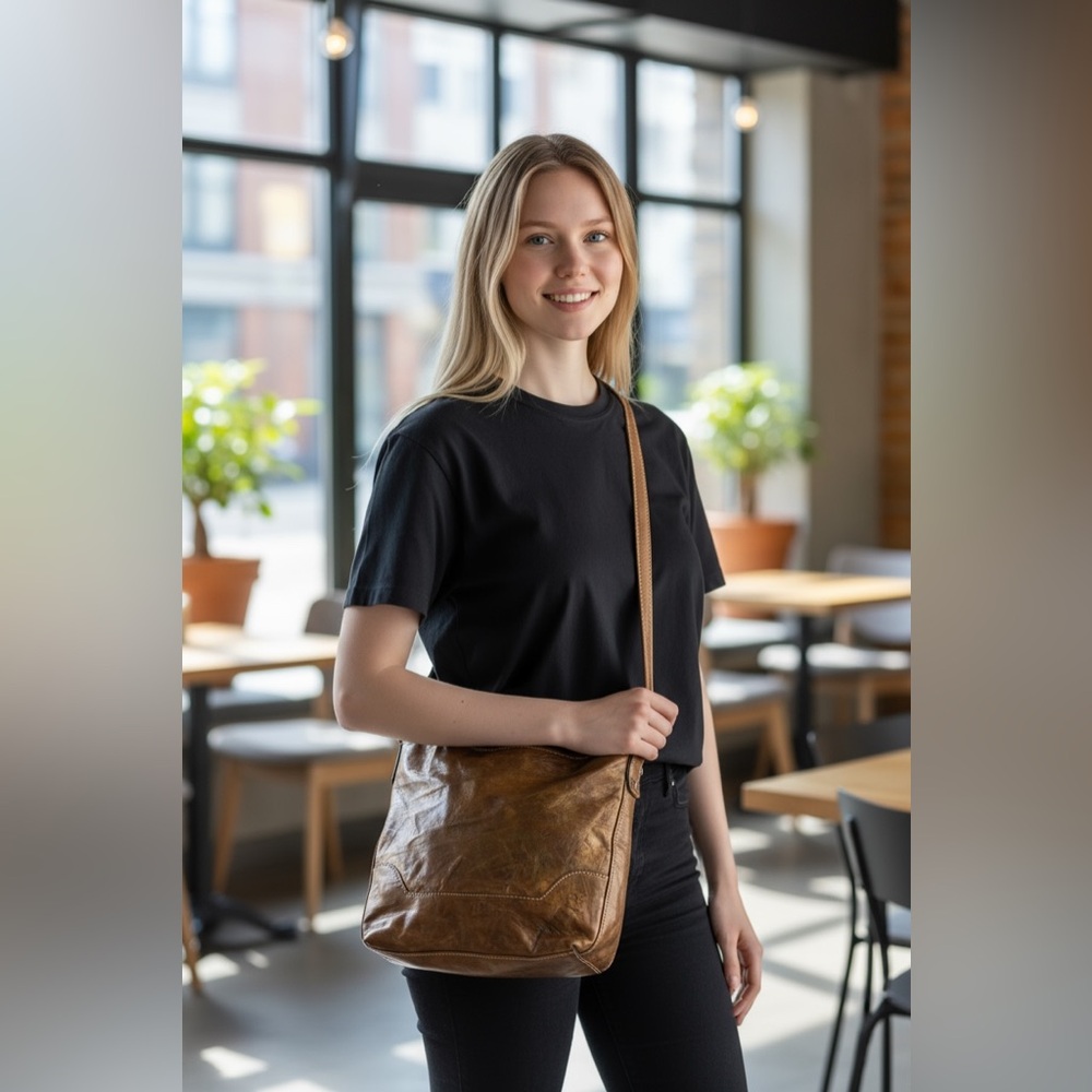 Elegant Brown Leather Shoulder Bag